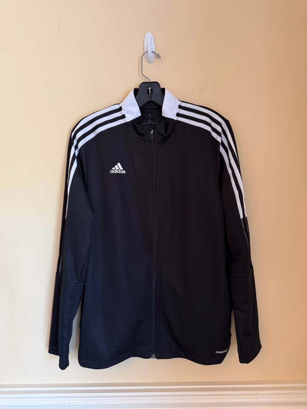 adidas Black Jacket with White Shoulder Stripes Sz XL